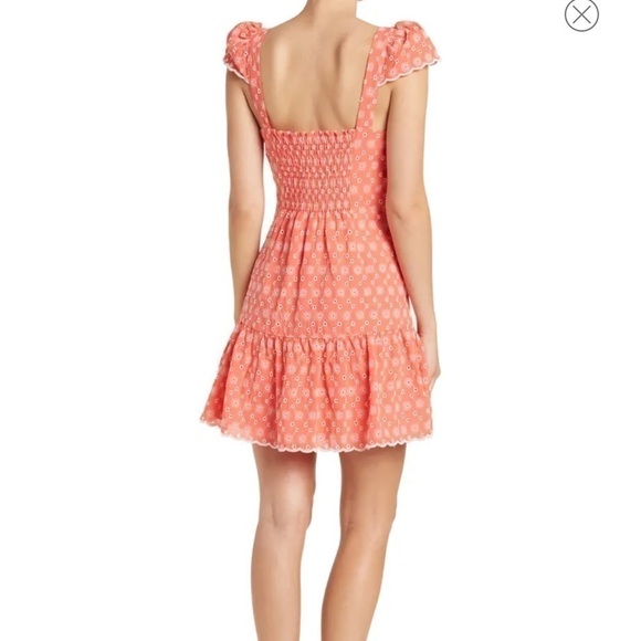NWT Betsey Johnson - DITSY EYELET BUSTIER MINI DRESS PINK size L - Picture 2 of 5